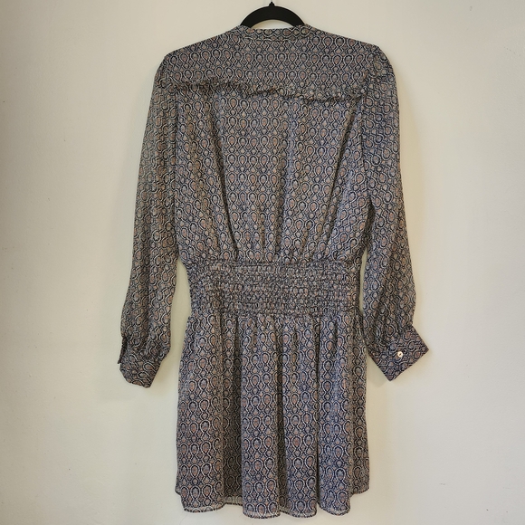 Zara Women's Short Printed Metallic Thread Chiffon Dress With Pleats SZ M - Picture 2 of 9